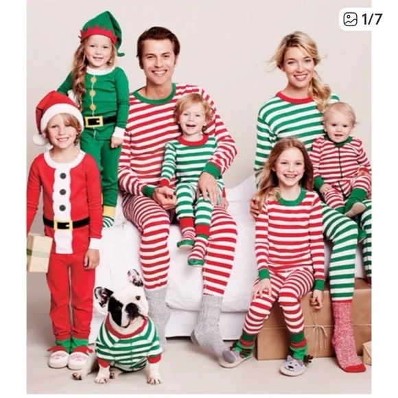 HANNA ANDERSSON Long Johns Holiday Stripe PJ Set Girl 14 (160) - Picture 4 of 12